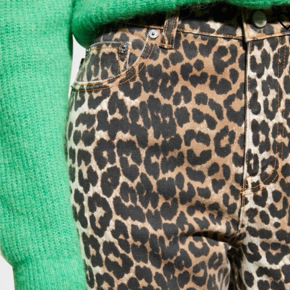 GANNI - Betzy Leopard Crop Jeans Leopard Size 28 - Picture 4 of 6